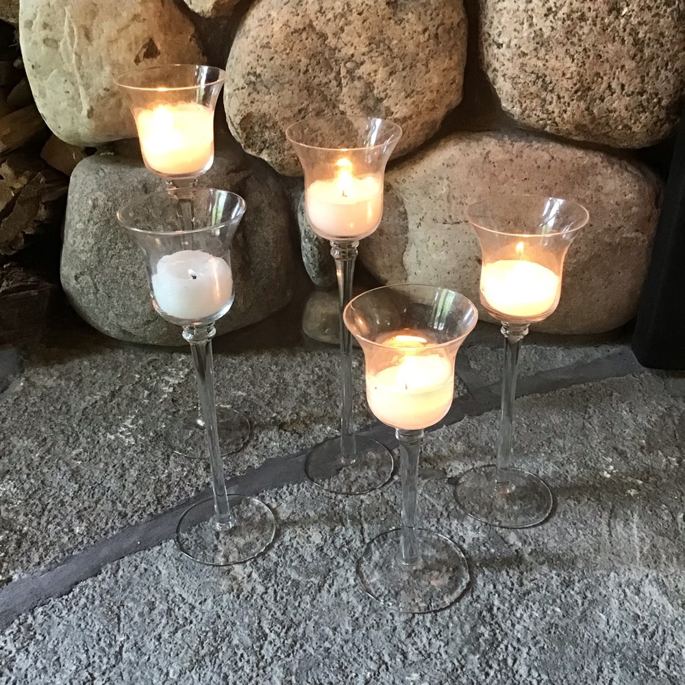 PartyLite Elegant Stemmed Votive Holder Quintet - Picture 3 of 5
